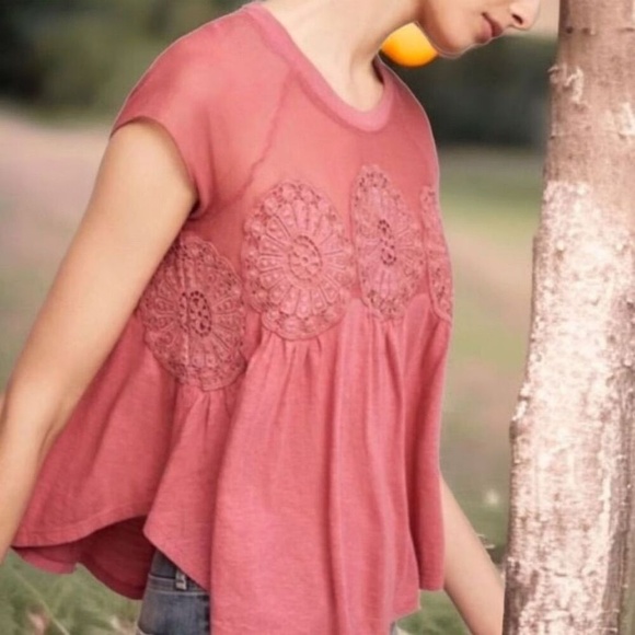 Anthropologie Meadow Rue Mesh & Medallion Blouse Rose, Size S - Picture 11 of 11